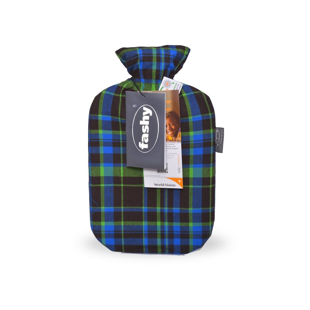 Fashy Hot Water Bag Fleece Cover Tartan Green 6536-67 - Easy Pharmacy LLC