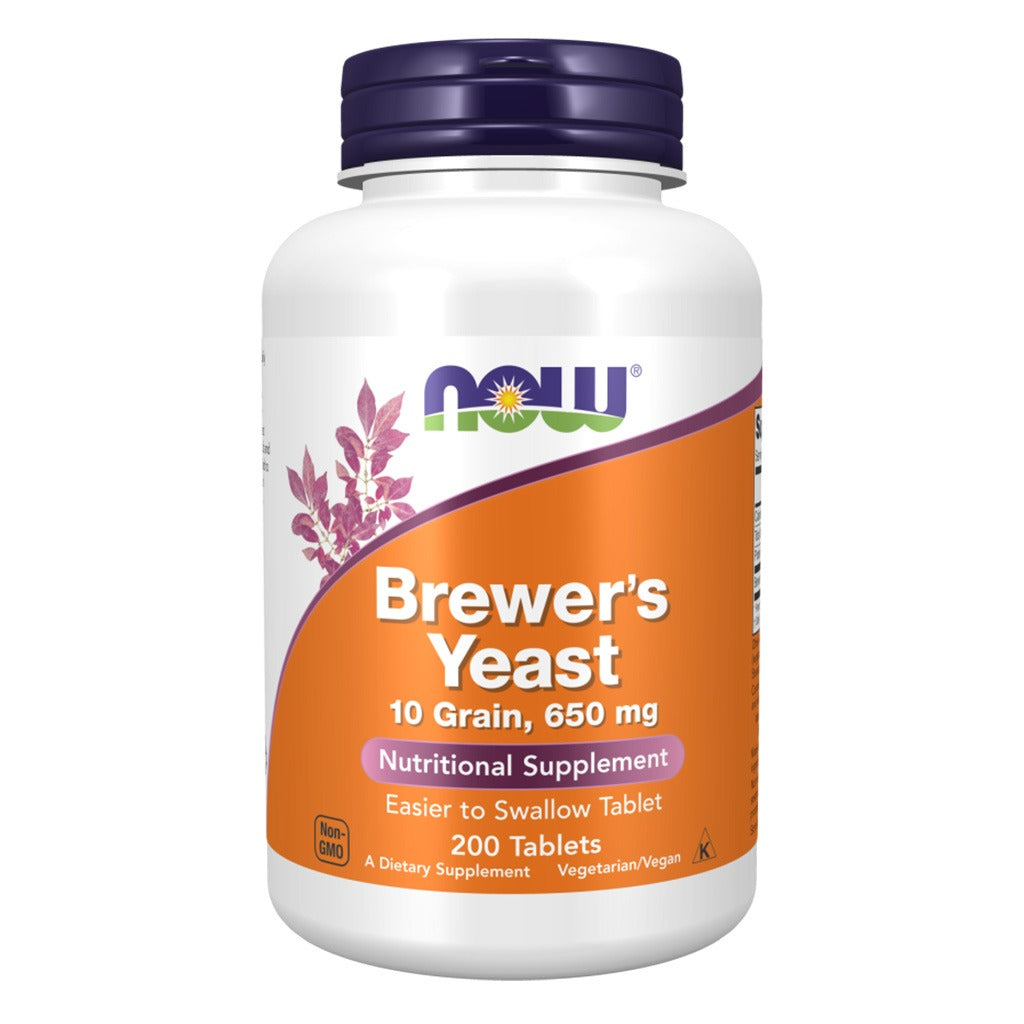 Now Brewer's Yeast 650mg Nutritional Supplement Tablets For Healthy Digestion, Pack of 200's - Easy Pharmacy LLC