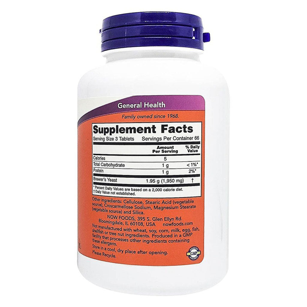 Now Brewer's Yeast 650mg Nutritional Supplement Tablets For Healthy Digestion, Pack of 200's - Easy Pharmacy LLC