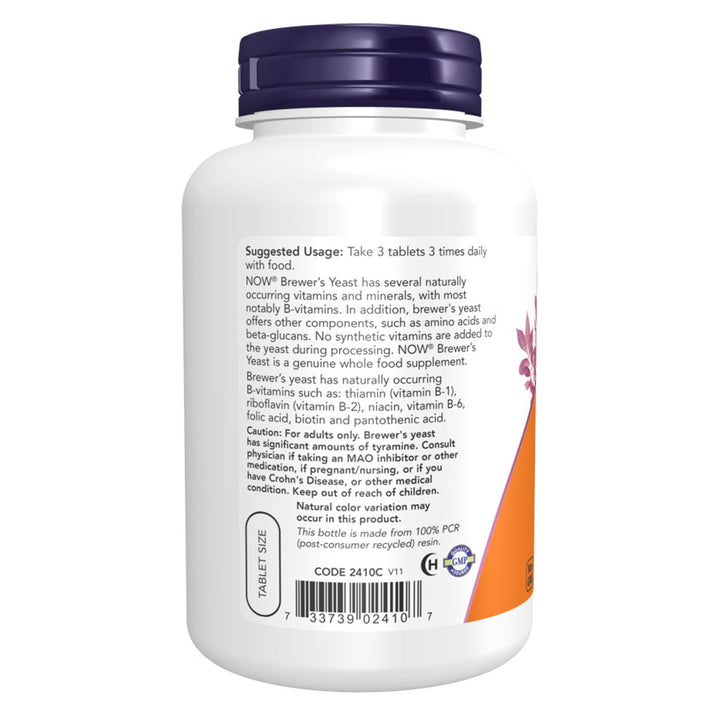 Now Brewer's Yeast 650mg Nutritional Supplement Tablets For Healthy Digestion, Pack of 200's - Easy Pharmacy LLC