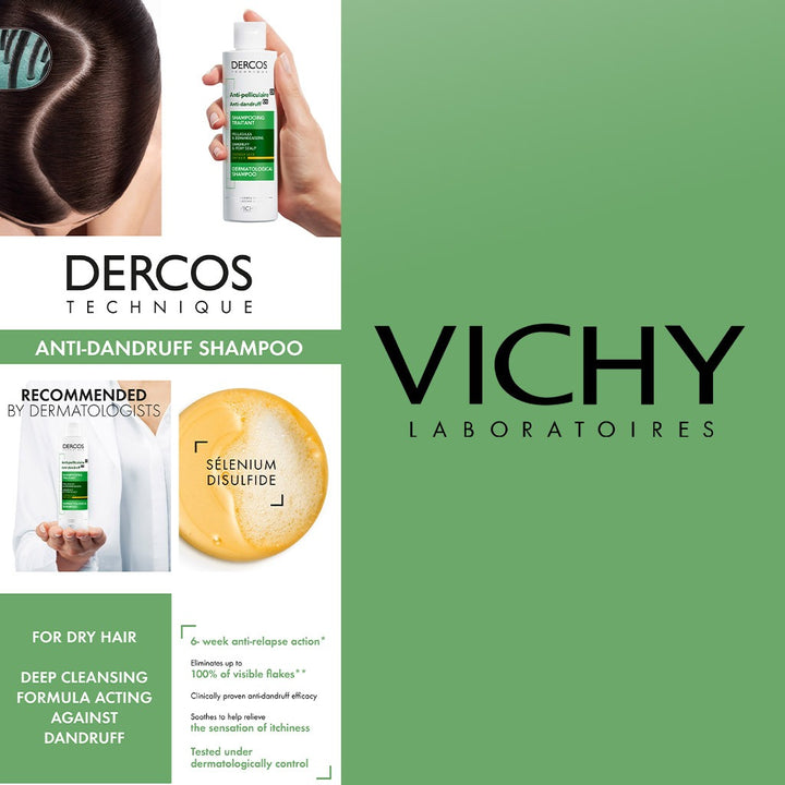 Vichy Dercos Anti Dandruff Shampoo For Dry Hair 200ml - Easy Pharmacy LLC