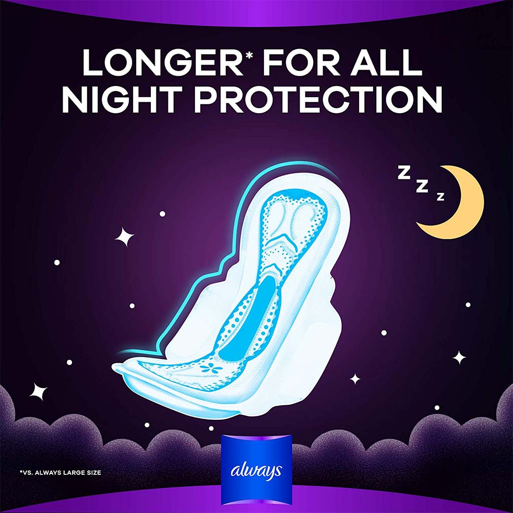 Always Clean & Dry Maxi Thick Night Sanitary Pads With Wings, Pack of 24's - Easy Pharmacy LLC