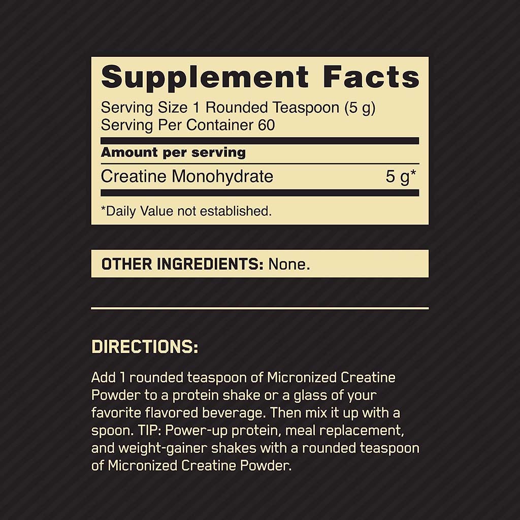 Optimum Nutrition Micronized Creatine Powder For Muscle Strength 300g - Easy Pharmacy LLC
