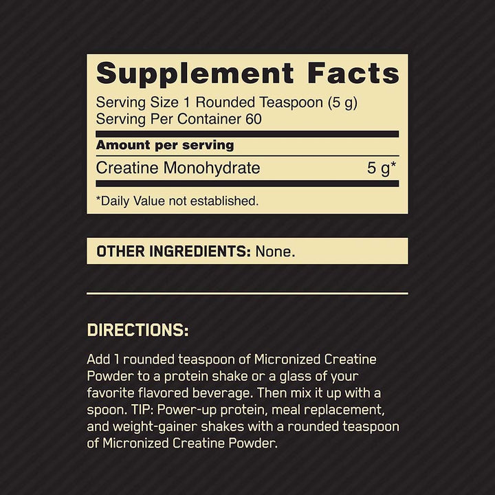 Optimum Nutrition Micronized Creatine Powder For Muscle Strength 300g - Easy Pharmacy LLC