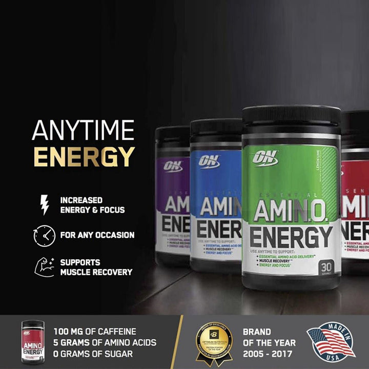 Optimum Nutrition Amino Energy For Energy & Muscle Recovery - Lemon Lime, 270g - 30 Servings - Easy Pharmacy LLC