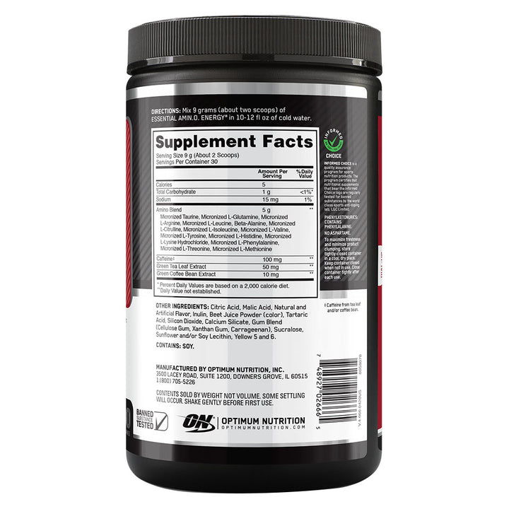 Optimum Nutrition Essential Amino Energy Fruit FusiOptimum Nutrition Flavour 30 Servings - Easy Pharmacy LLC