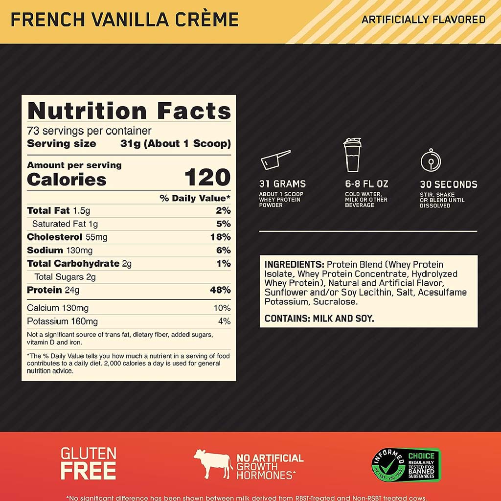 Optimum Nutrition Gold Standard 100% Whey Protein French Vanilla Cream 5lb - Easy Pharmacy LLC