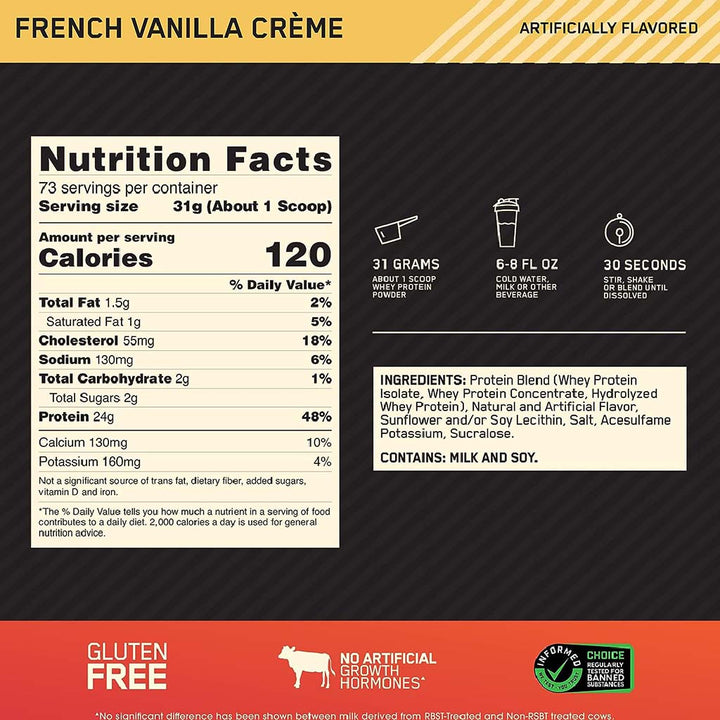 Optimum Nutrition Gold Standard 100% Whey Protein French Vanilla Cream 5lb - Easy Pharmacy LLC