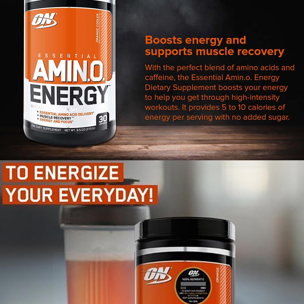 Optimum Nutrition Essential Amino Energy Orange Cooler 270g 30 Servings - Easy Pharmacy LLC