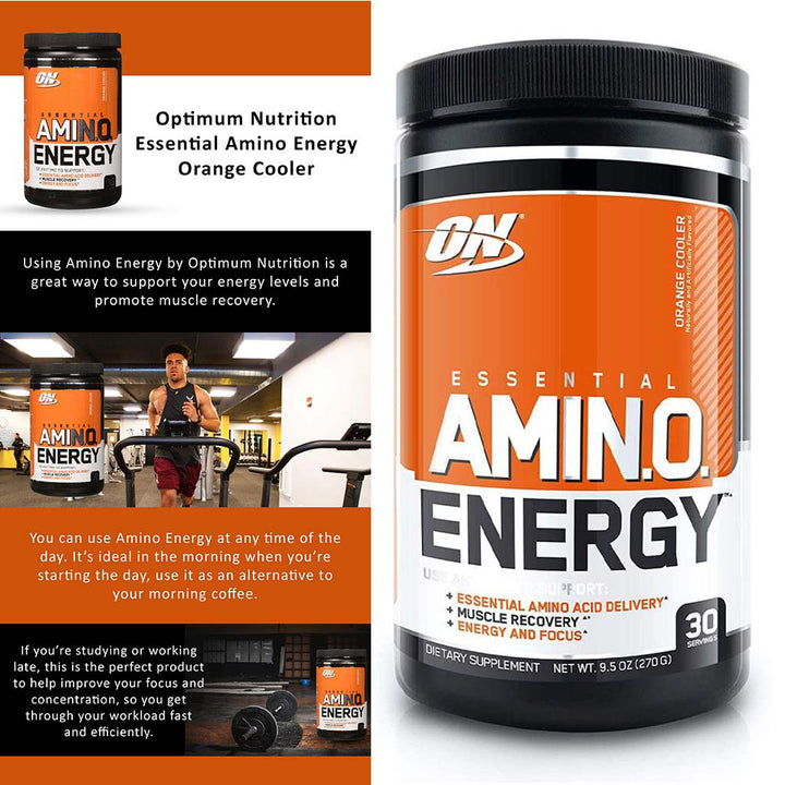 Optimum Nutrition Essential Amino Energy Orange Cooler 270g 30 Servings - Easy Pharmacy LLC