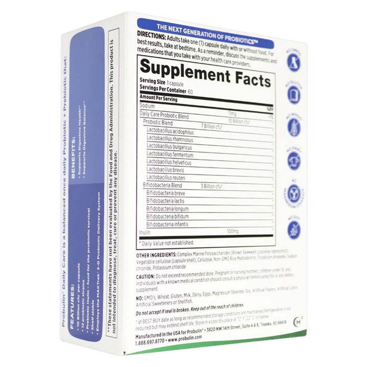 Probulin Daily Care Probiotic 10 Billion CFU Capsules For Digestive Health, Pack of 60's - Easy Pharmacy LLC