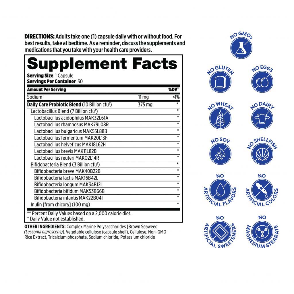 Probulin Daily Care Probiotic 10 Billion CFU Capsules For Digestive Health, Pack of 60's - Easy Pharmacy LLC