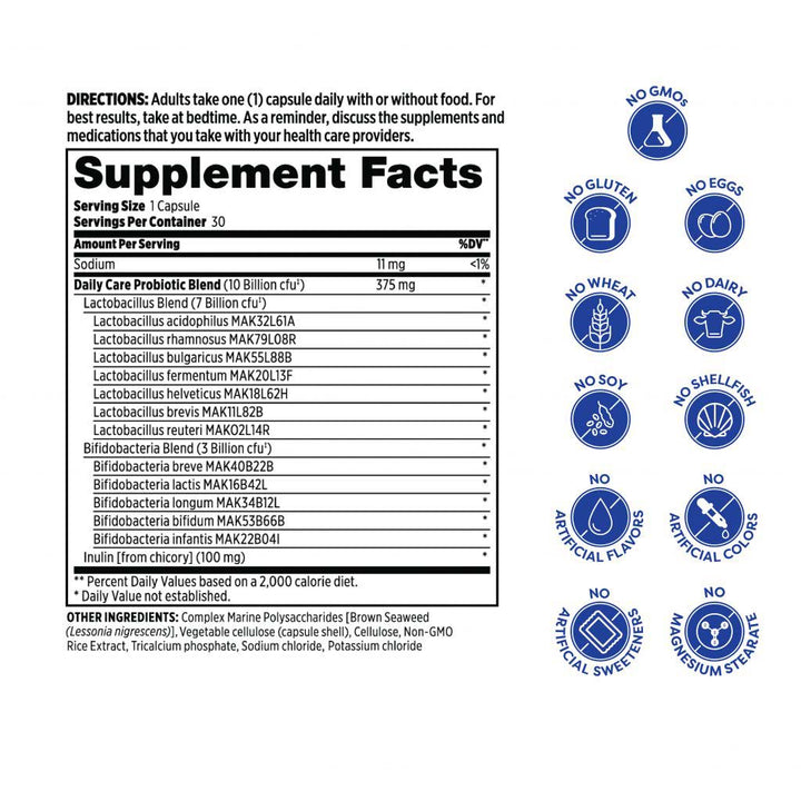 Probulin Daily Care Probiotic 10 Billion CFU Capsules For Digestive Health, Pack of 60's - Easy Pharmacy LLC