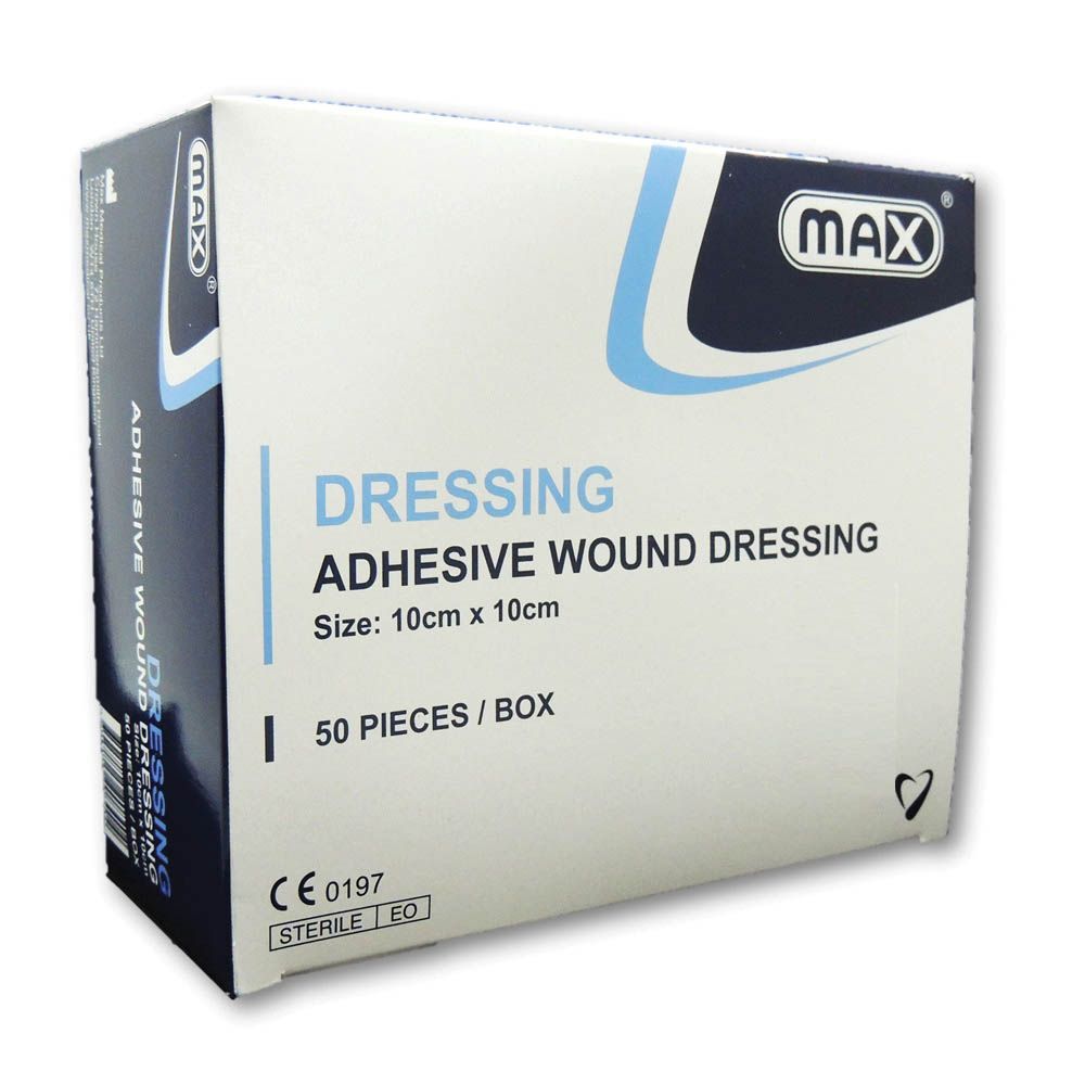 Max Adhesive Wound Dressing 10 cm x 10 cm 50's - Easy Pharmacy LLC