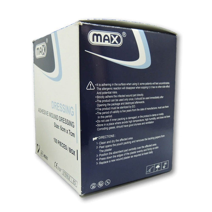 Max Adhesive Wound Dressing 6 cm x 7 cm 100's - Easy Pharmacy LLC