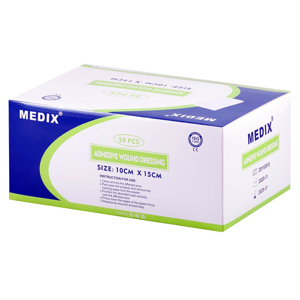 Medix Adhesive Wound Dressing 10 cm x 15 cm 50's - Easy Pharmacy LLC