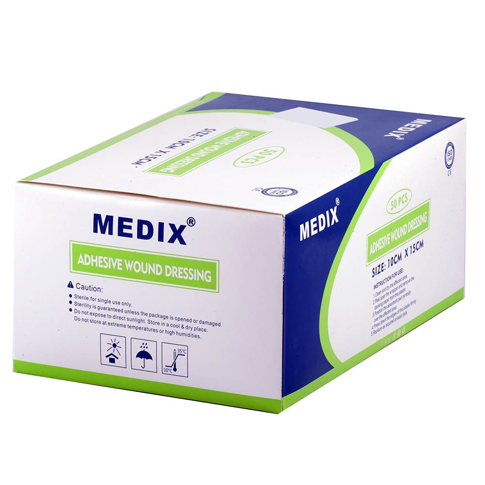 Medix Adhesive Wound Dressing 10 cm x 15 cm 50's - Easy Pharmacy LLC