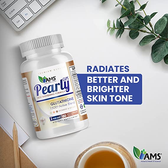 AMS Pearly Skin Whitening Glutathione Supplement Capsules For Radiant & Bright Skin, Pack of 60's - Easy Pharmacy LLC