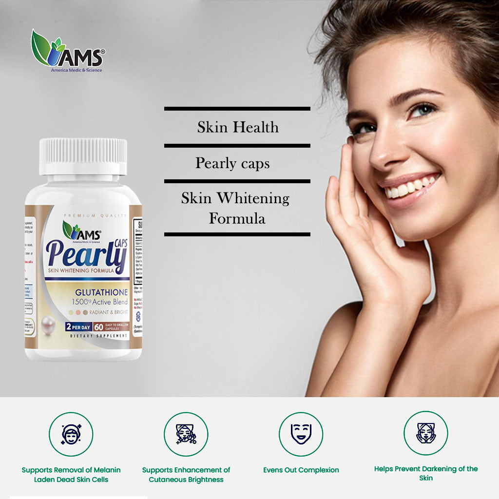 AMS Pearly Skin Whitening Glutathione Supplement Capsules For Radiant & Bright Skin, Pack of 60's - Easy Pharmacy LLC