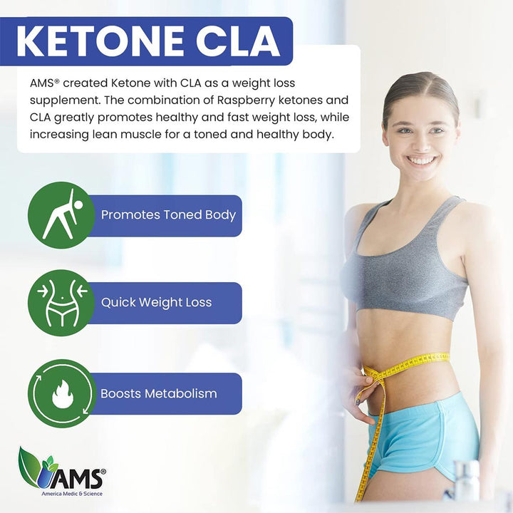 AMS CLA Ketones Weight Loss Supplement Capsules, Pack of 60's - Easy Pharmacy LLC