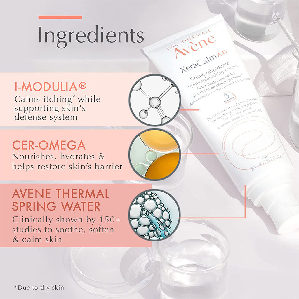 Avene Xeracalm Lipid Replenishing Anti Itch Skin Cream For Dry Skin Prone To Atopic Dermatitis & Itching 200ml - Easy Pharmacy LLC