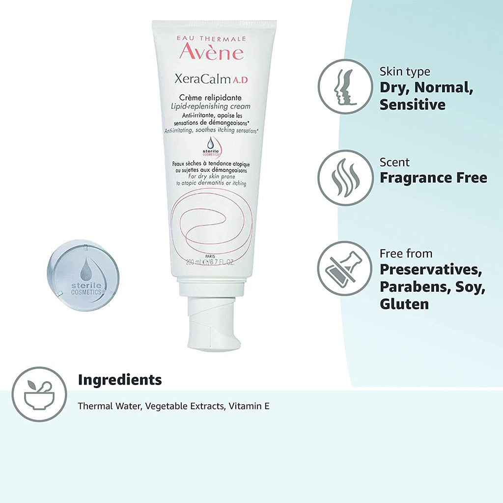 Avene Xeracalm Lipid Replenishing Anti Itch Skin Cream For Dry Skin Prone To Atopic Dermatitis & Itching 200ml - Easy Pharmacy LLC