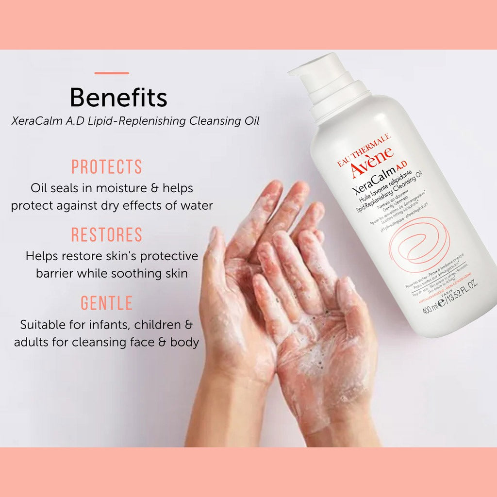 Avene Xeracalm Lipid Replenishing Cleansing Oil For Dry Skin Prone To Atopic Dermatitis & Itching 400ml - Easy Pharmacy LLC