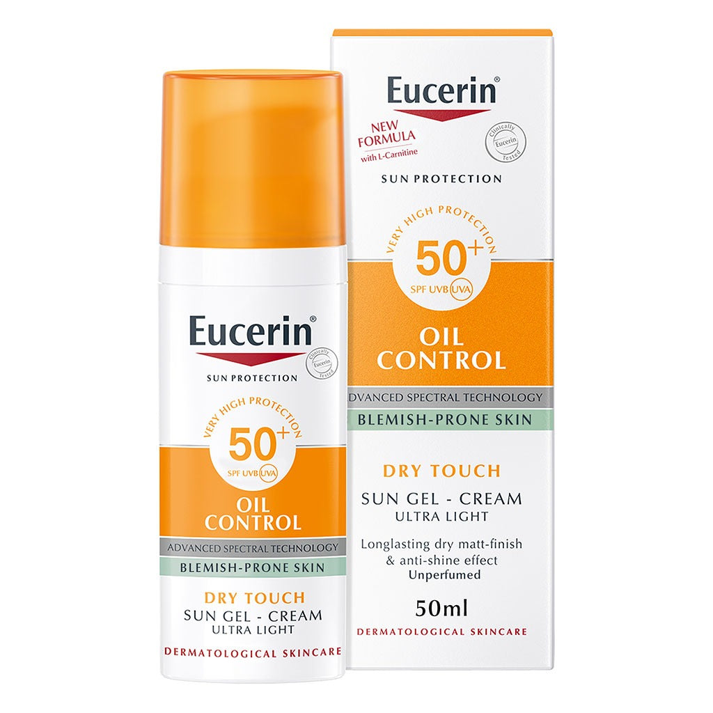 Eucerin Sun Oil Control SPF 50+ Sunscreen Gel Cream With Dry Touch & Anti-Shine Effect For Blemish Prone Skin 50ml - Easy Pharmacy LLC