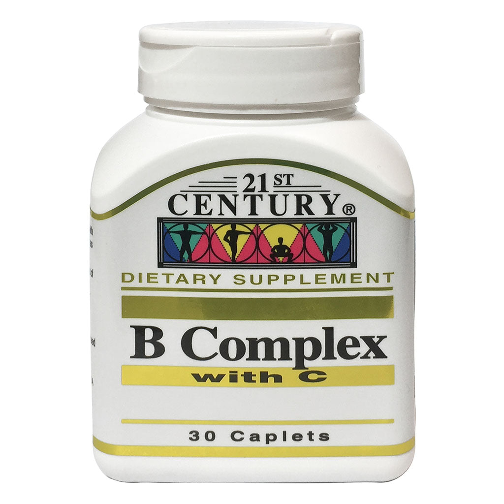 21st Century B Complex With Vitamin C Caplets For Energy & Immune Support, Pack of 30's - Easy Pharmacy LLC