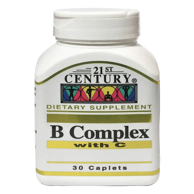 21st Century B Complex With Vitamin C Caplets For Energy And Immune Support Pack Of 30