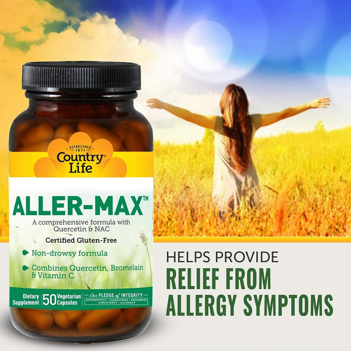 Country Life Aller-Max Vegetarian Capsule With Quercetin, Bromelain & Vitamin C, Pack of 50's - Easy Pharmacy LLC