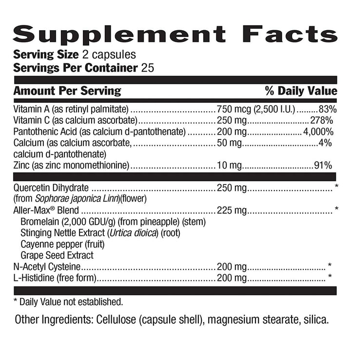 Country Life Aller-Max Vegetarian Capsule With Quercetin, Bromelain & Vitamin C, Pack of 50's - Easy Pharmacy LLC
