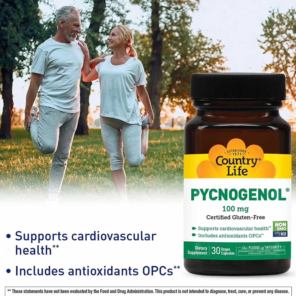 Country Life Pycnogenol 100mg Antioxidant Vegan Capsules, Pack of 30's - Easy Pharmacy LLC