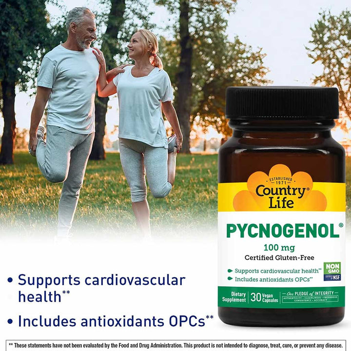 Country Life Pycnogenol 100mg Antioxidant Vegan Capsules, Pack of 30's - Easy Pharmacy LLC