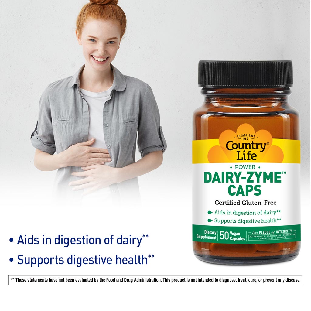 Country Life Power Dairy-Zyme Digestive Enzyme Supplement Capsules, Pack of 50 's - Easy Pharmacy LLC