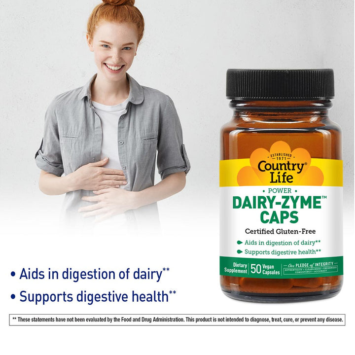 Country Life Power Dairy-Zyme Digestive Enzyme Supplement Capsules, Pack of 50 's - Easy Pharmacy LLC