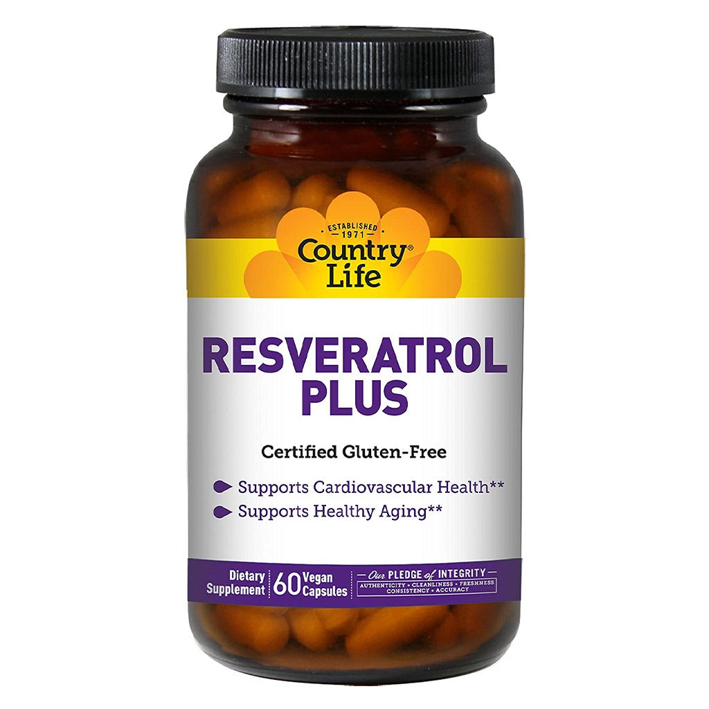 Country Life Resveratrol Plus Vegan Capsules For Heart Health, Pack of 60's - Easy Pharmacy LLC