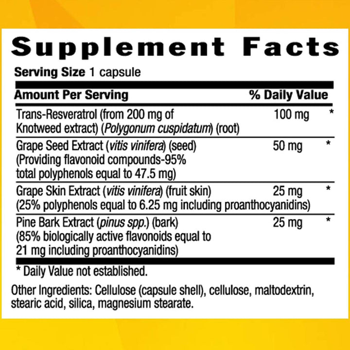 Country Life Resveratrol Plus Vegan Capsules For Heart Health, Pack of 60's - Easy Pharmacy LLC