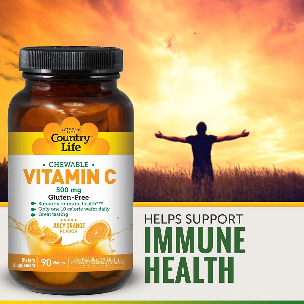 Country Life Antioxidant Vitamin C 500 mg Wafers For Immune Support, Pack of 90's - Easy Pharmacy LLC