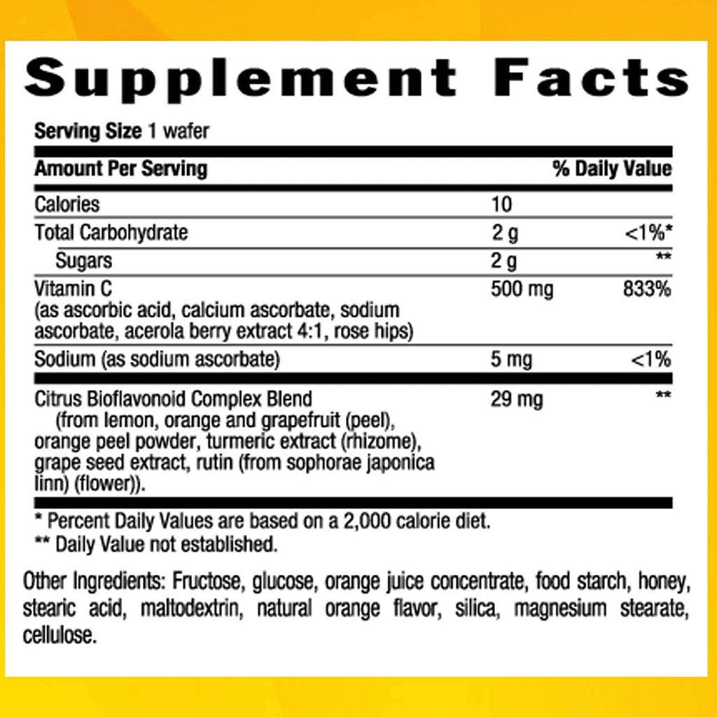 Country Life Antioxidant Vitamin C 500 mg Wafers For Immune Support, Pack of 90's - Easy Pharmacy LLC