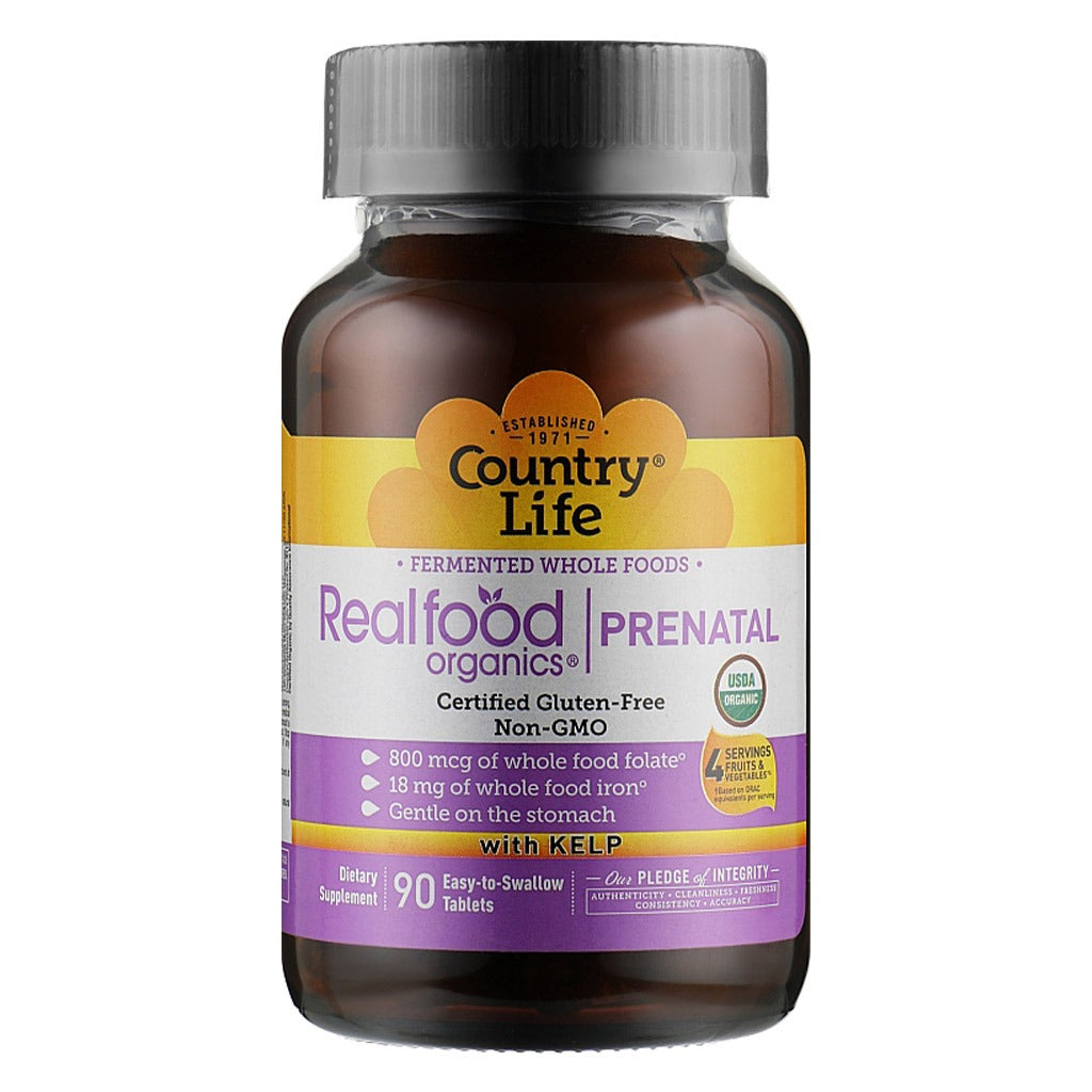 Country Life Realfood Organics Prenatal Daily Nutrition Folate & Iron Pregnancy Supplement Tablets, Pack of 90's - Easy Pharmacy LLC