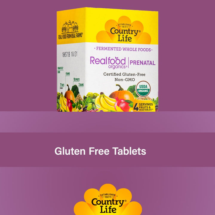 Country Life Realfood Organics Prenatal Daily Nutrition Folate & Iron Pregnancy Supplement Tablets, Pack of 90's - Easy Pharmacy LLC
