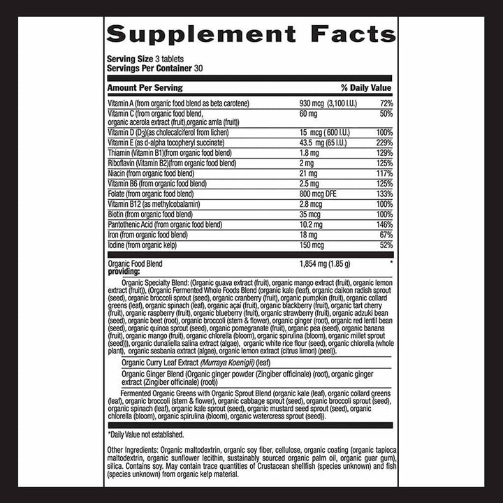 Country Life Realfood Organics Prenatal Daily Nutrition Folate & Iron Pregnancy Supplement Tablets, Pack of 90's - Easy Pharmacy LLC