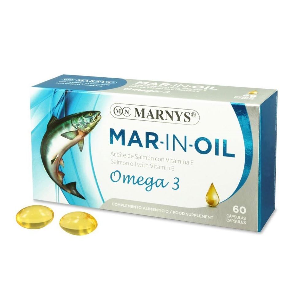 Marnys Mar-In-Oil Omega 3 Salmon Oil With Vitamin E Fish Oil Supplement Capsules, Pack of 60's - Easy Pharmacy LLC