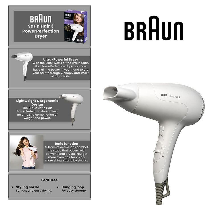 Braun Satin Hair 3 Dryer HD380 - Easy Pharmacy LLC