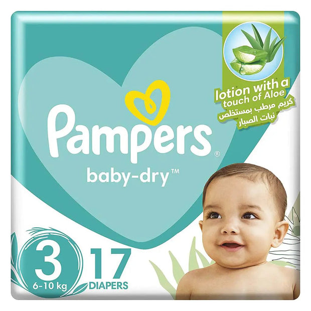 Pampers Baby-Dry Baby Diapers With Aloe Vera, Size 3, 6-10Kg, Pack of 17's