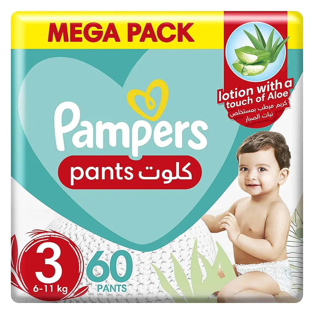 Pampers Baby-Dry Baby Diapers With Aloe Vera, Size 3, 6-11Kg, Mega Pack of 60's - Easy Pharmacy LLC