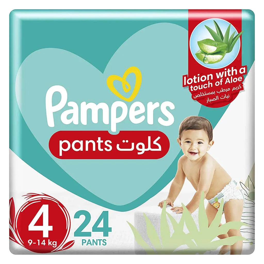 Pampers Baby Diaper Pants With Aloe Vera, Size 4, 9-14Kg, Mega Pack of 24's - Easy Pharmacy LLC