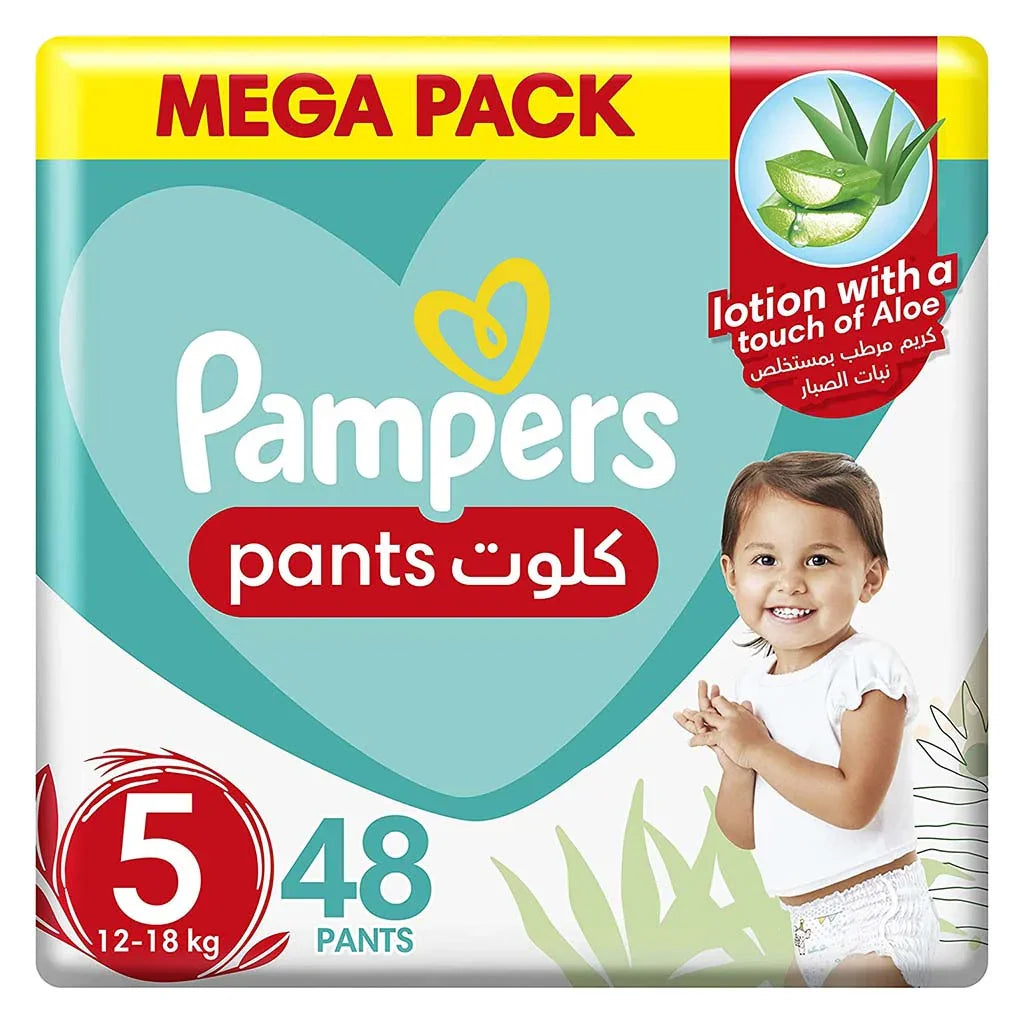 Pampers Baby Diaper Pants With Aloe Vera, Size 5, 12-18Kg, Mega Pack of 48's - Easy Pharmacy LLC