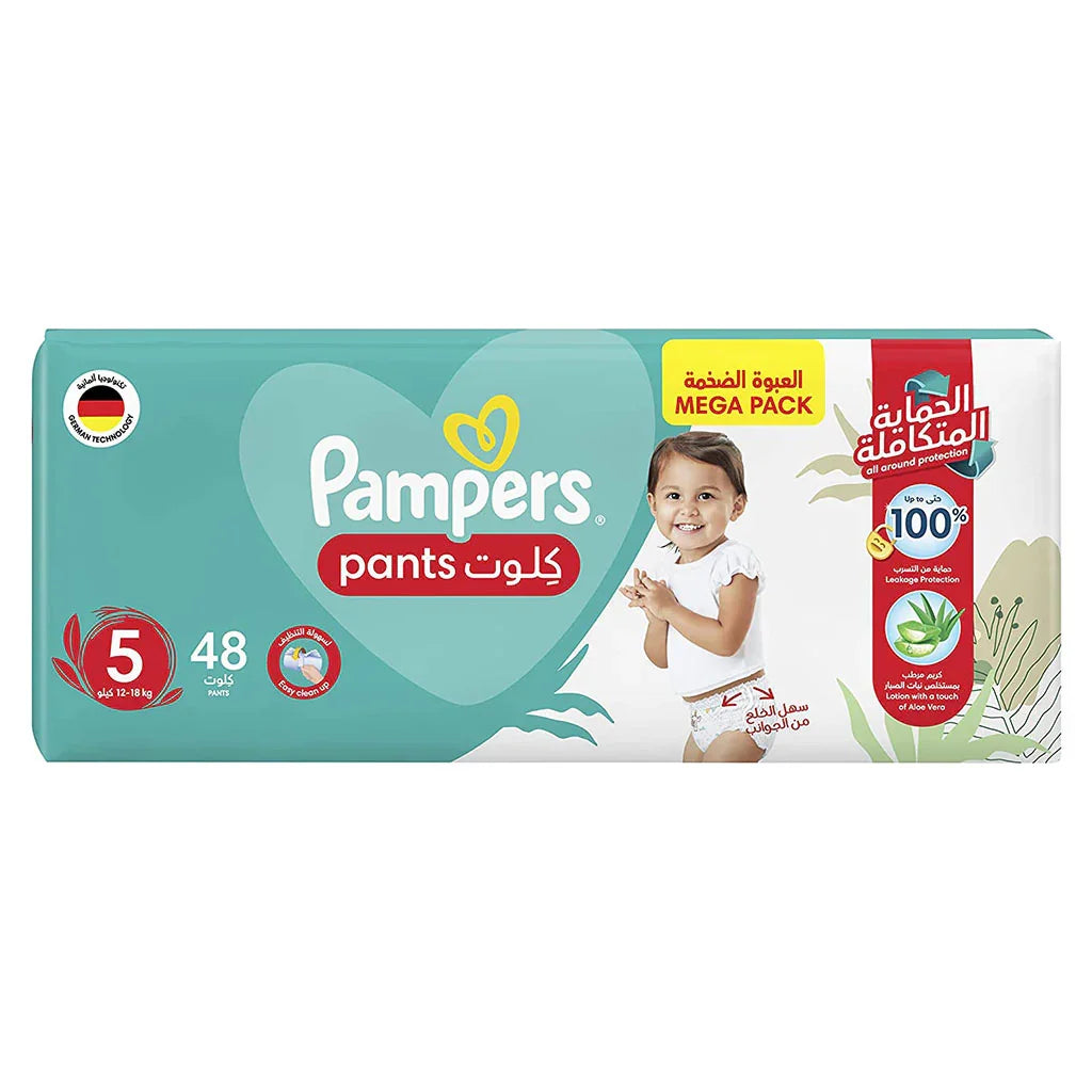 Pampers Baby Diaper Pants With Aloe Vera, Size 5, 12-18Kg, Mega Pack of 48's - Easy Pharmacy LLC